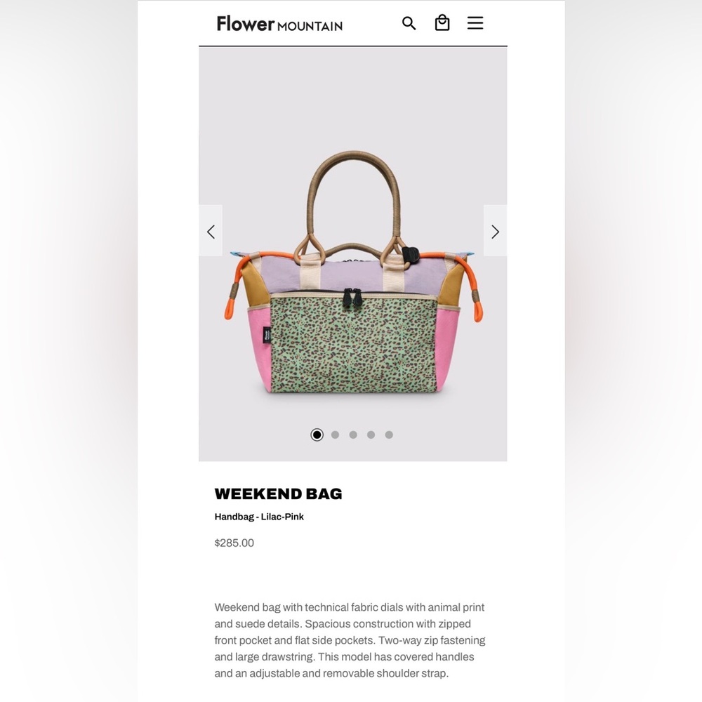NWT Flower Mountain WEEKEND BAG Handbag - Lilac-Pink - Picture 2 of 6